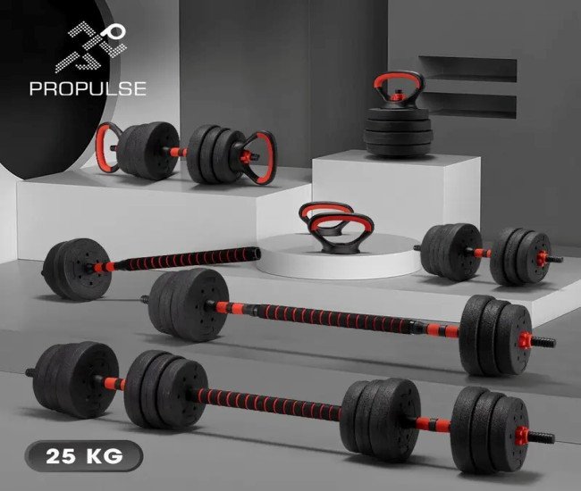  ProPulse 25kg Adjustable Dumbbell Barbell Set, Home Gym Weights Exercise