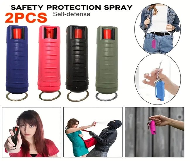 1-Pack Plastic Protection - Unscented Keyring for Personal Security, Portable and Refillable