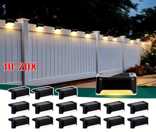 10/20pcs Solar LED Deck Lights -, Auto On/Off, for Outdoor Stairs, Fence & Pathway - Perfect for Commercial Spaces like Malls, Hotels, and Libraries, Stair Lights