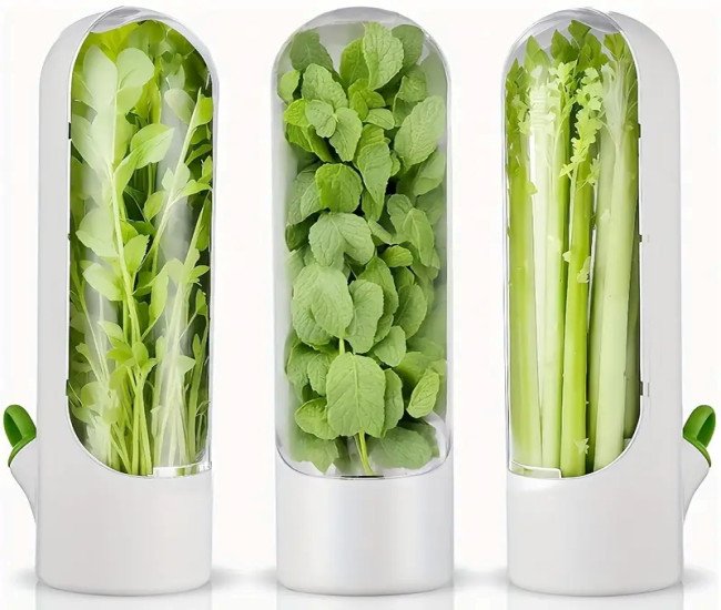 1/2pcs FreshMax Vegetable Preservation Pods - Keep Herbs Fresh for 2-3 Weeks - Refrigerator Storage Containers for Coriander, Mint, and More