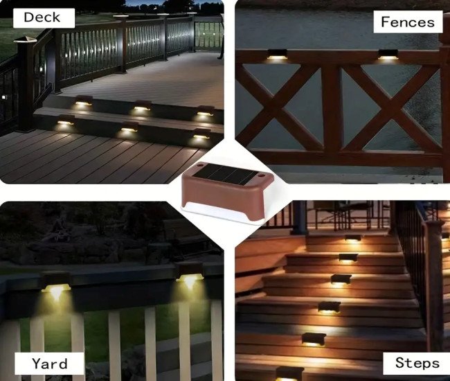 16pcs Solar Outdoor Deck Light, LED Step Light, For Balcony Patio Stair Fence Patio Garden Courtyard Villa Driveway Path