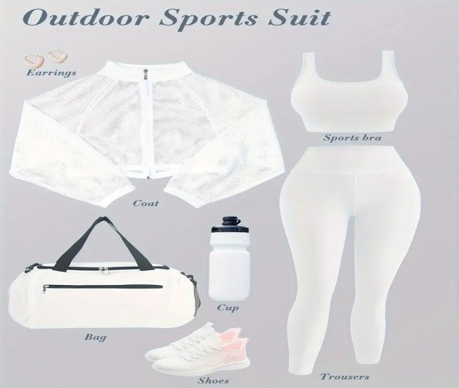 3pcs Women's Activewear Set - Elegant Mesh Jacket, Solid Cami Top & High-Waist Leggings - Breathable, Stretchy for Yoga & Running