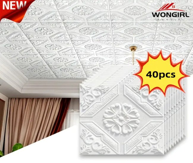 40 Pack 3D Peel And Stick PVC Wall Tiles, Waterproof And Oil Proof, Kitchen Bathroom Living Room Decoration Foldable Design Multi-Color Options