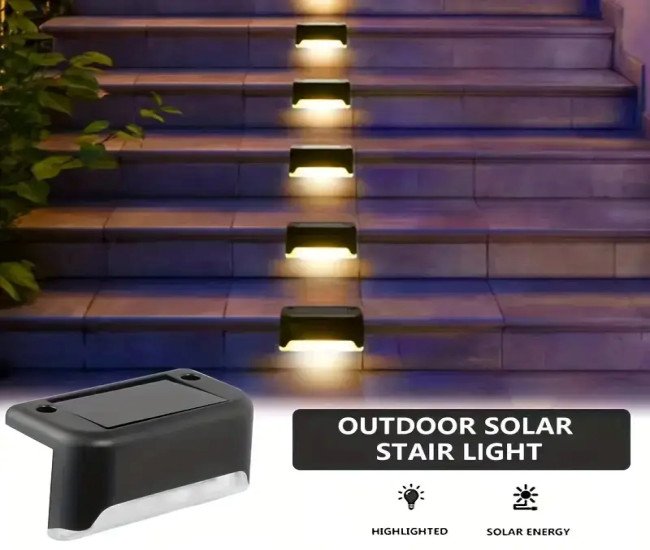 16pcs Solar Outdoor Deck Light, LED Step Light, For Balcony Patio Stair Fence Patio Garden Courtyard Villa Driveway Path