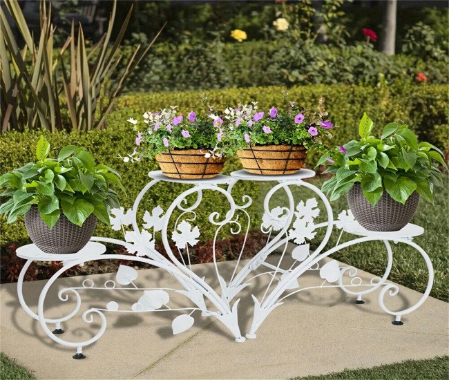 2pcs Half Heart Plant Pot Stands Garden Patio Metal Iron Flower Planter Rack Elegant Art Display Shelf For Planters Flowers, Display Stands
