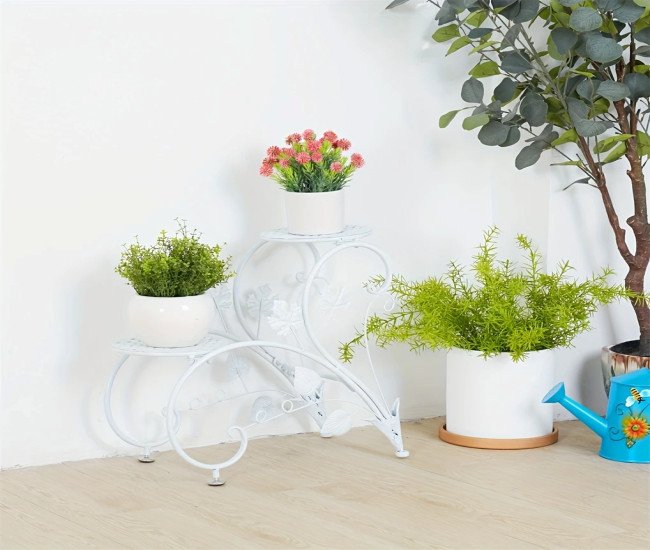 2pcs Half Heart Plant Pot Stands Garden Patio Metal Iron Flower Planter Rack Elegant Art Display Shelf For Planters Flowers, Display Stands