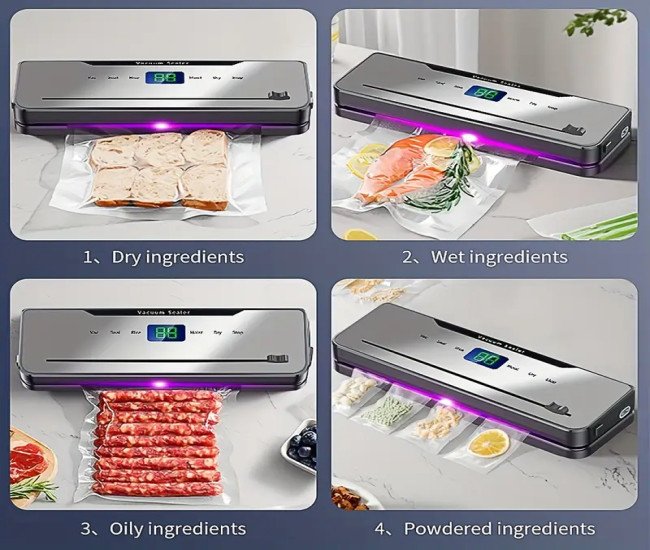 [30 Bags Electric Automatic Sealer] Electric Food Vacuum Sealer Automatic Dry Wet Sealing Packaging Machine With Built-in Cutter+30 Storage Bags