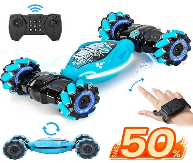 360° Flip All Terrain Monster Truck Gesture Remote Control Car Toys for Boys with Lights and Music