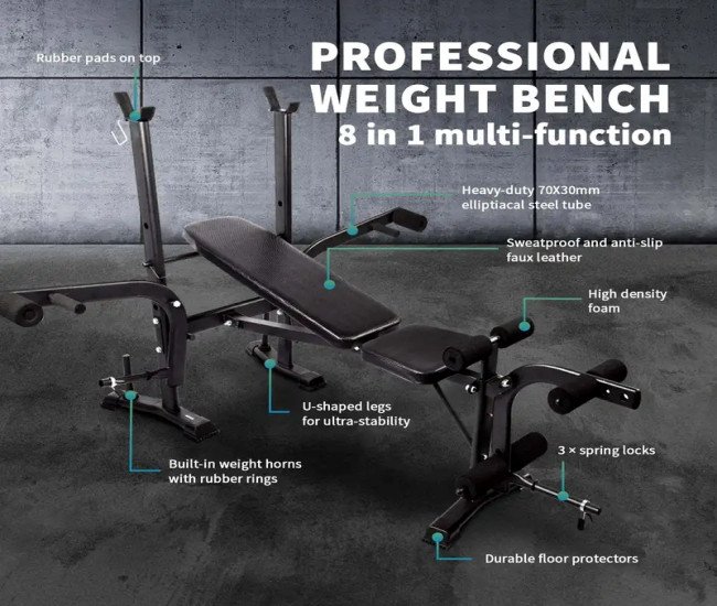 [8-in-1 Press Weight Bench] Weight Bench 8-in-1 Press Multi-Station