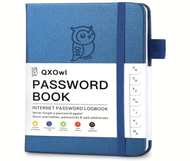 A6 Password Logbook with Alphabetical Tabs - Hardcover Internet Password Organizer, Address Management, and Personal Notes - Ideal for Seniors and Convenient Pocket Size
