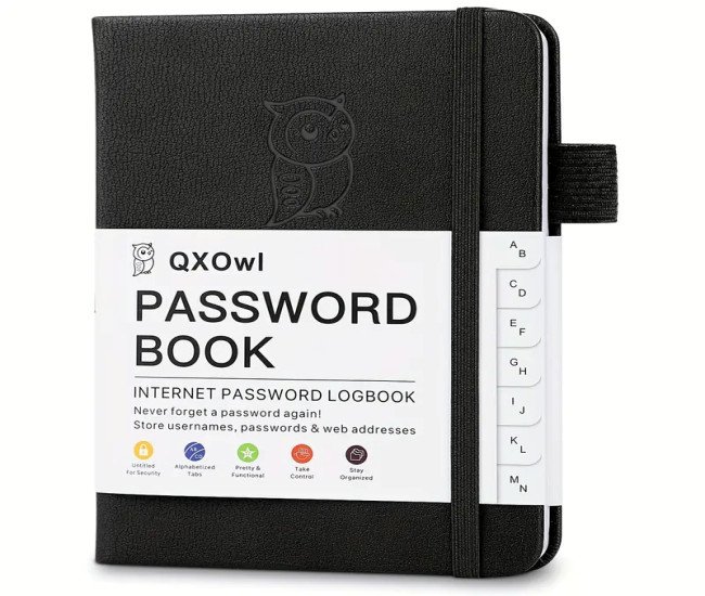 A6 Password Logbook with Alphabetical Tabs - Hardcover Internet Password Organizer, Address Management, and Personal Notes - Ideal for Seniors and Convenient Pocket Size