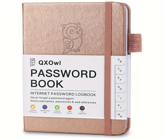 A6 Password Logbook with Alphabetical Tabs - Hardcover Internet Password Organizer, Address Management, and Personal Notes - Ideal for Seniors and Convenient Pocket Size