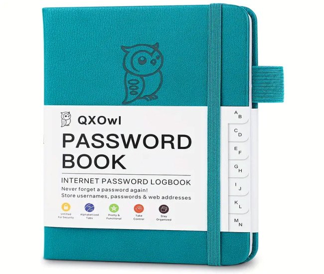 A6 Password Logbook with Alphabetical Tabs - Hardcover Internet Password Organizer, Address Management, and Personal Notes - Ideal for Seniors and Convenient Pocket Size