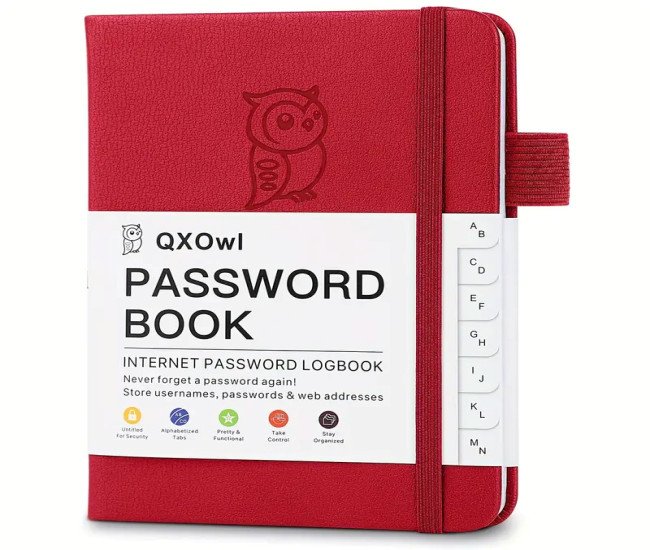 A6 Password Logbook with Alphabetical Tabs - Hardcover Internet Password Organizer, Address Management, and Personal Notes - Ideal for Seniors and Convenient Pocket Size