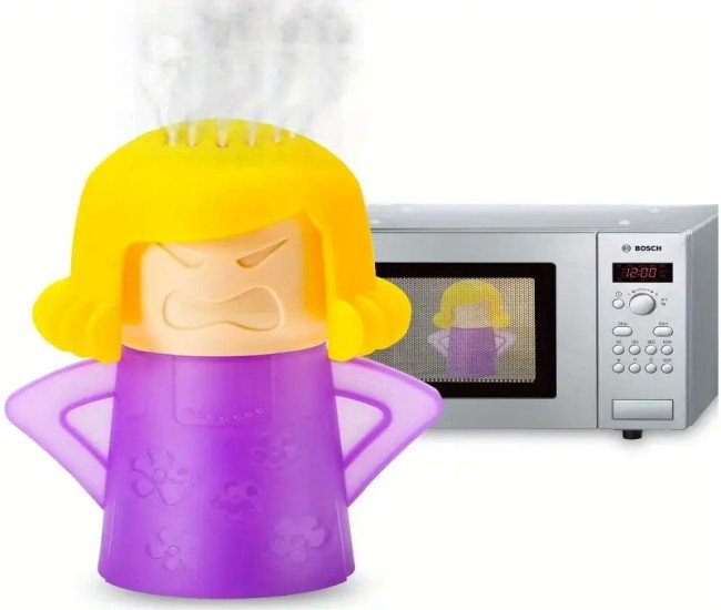 Angry Mom Microwave & Oven Steam Cleaner - Easy Deodorizer with Charcoal Filter, No Battery Needed, Refrigerator Cleaning Supplies, Air Purifier
