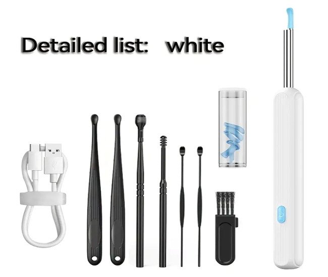 Ear Wax Removal Kit With Camera, Light, And 6 Ear Spoons - Rechargeable Ear Cleaner With Lithium Battery, Formaldehyde-Free, Metal, Plastic, And Silicone Construction - Safe And Easy Earwax Removal Tool For Home Use