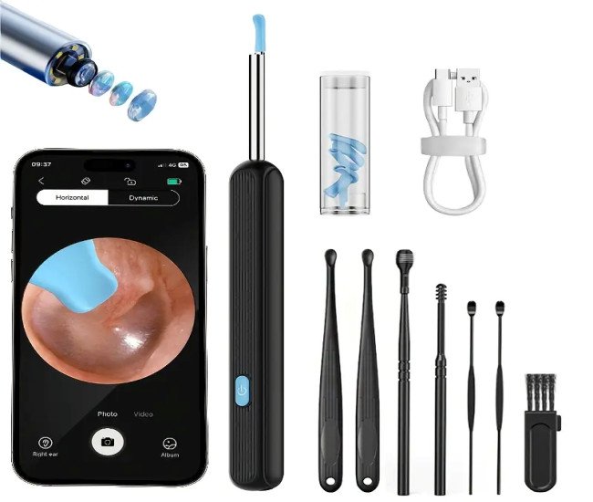 Ear Wax Removal Kit With Camera, Light, And 6 Ear Spoons - Rechargeable Ear Cleaner With Lithium Battery, Formaldehyde-Free, Metal, Plastic, And Silicone Construction - Safe And Easy Earwax Removal Tool For Home Use