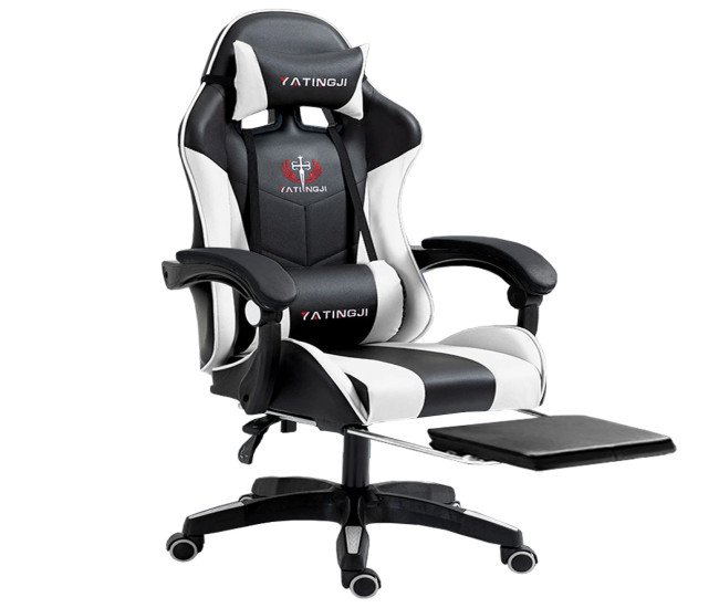 Ergonomic Gaming Chair with Adjustable Height & Recline, Faux Leather Office Seating with Head Support, 360° Swivel Base, and Lumbar Cushion - Red, Blue, Pink, Black Options, Game Chair