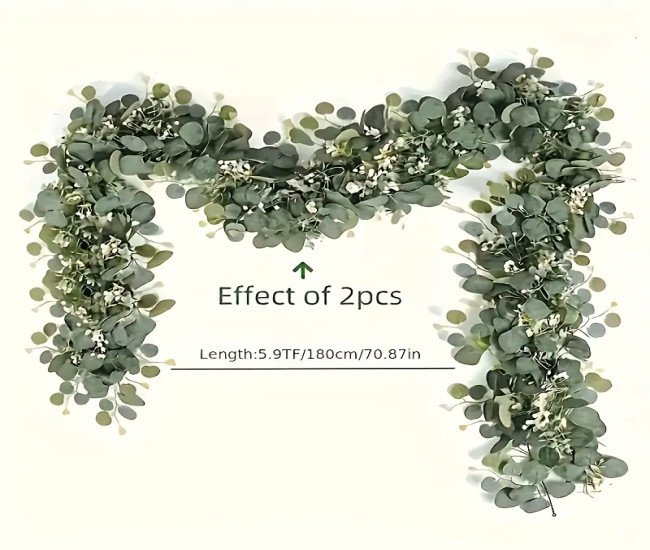 Fastest delivery: 4 business daysSimulation Eucalyptus Wreath - 1pc of Artificial Green Plant Vine, Suitable for Wedding, Home, And Garden Decoration - Versatile Hanging Plant, Ideal for Tabletops, Walls, And Parties.