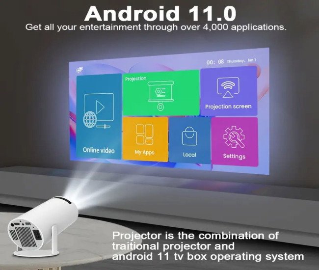 Magcubic HY300Pro Projector Android 11.0 260ANSI WiFi6 AU Plug Allwinner H713 Mali-G312 Dual Wifi HD 1280*720p wireless5.0 4K Auto Correction Home Theater