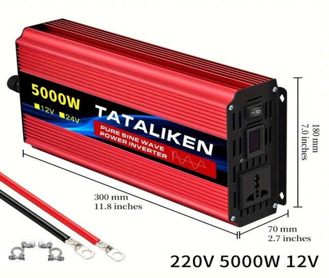 Pure Sine Wave Power Inverter2000W/5000W DC 12V/24V To AC 220V Converter With Socket