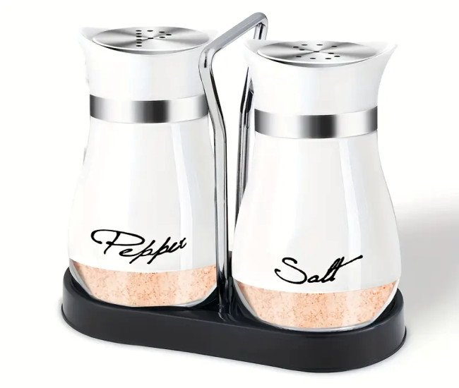 Salt & Pepper Shaker Set - 4 Oz Glass, Stainless Steel Lid, Refillable Design, Ideal for Kitchen, Camping, BBQ (Multiple Colors)