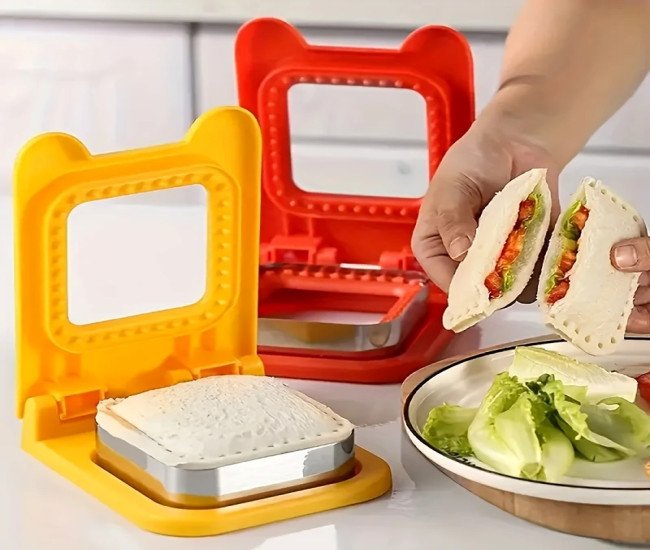 Stainless Steel + Plastic Sandwich Maker - 1pc, Square Sealing And Cutting Tool, Perfect for Making Bread Slices, Ideal for Graduation And Independence Day Celebrations.