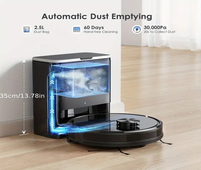 Up To 60 Days Hands-free 4000pa Lubluelu SL60 Plus Robot Vacuum And Mop Combo Self-Charging 3 In 1 Robotic Vacuum For Pet Hair Hard Floor Carpet Self Emptying