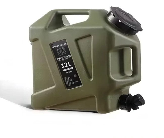 URBANWAVE 12.11 L Portable Water Tank with Faucet - BPA-Free, Military Green, Ideal for Camping & Hiking, Durable & Leakproof, Emergency Water Storage, Outdoor Multipurpose