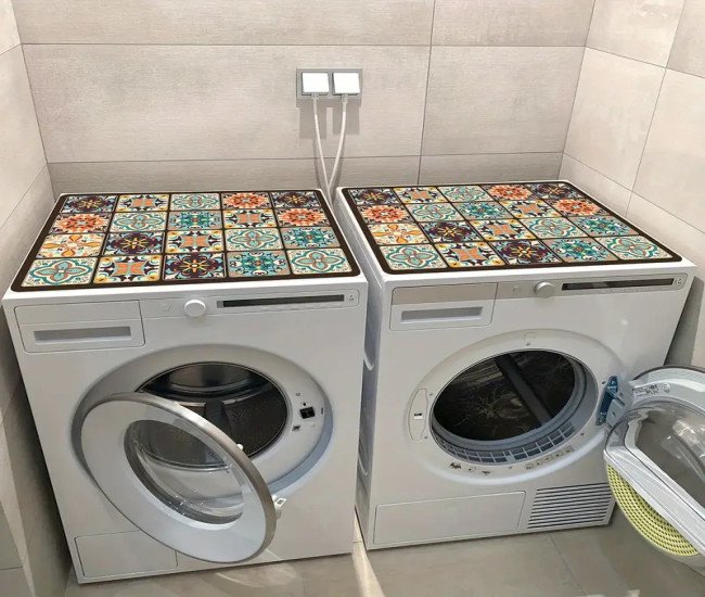 Waterproof and Durable Mosaic Washing Machine Cover - 23.62