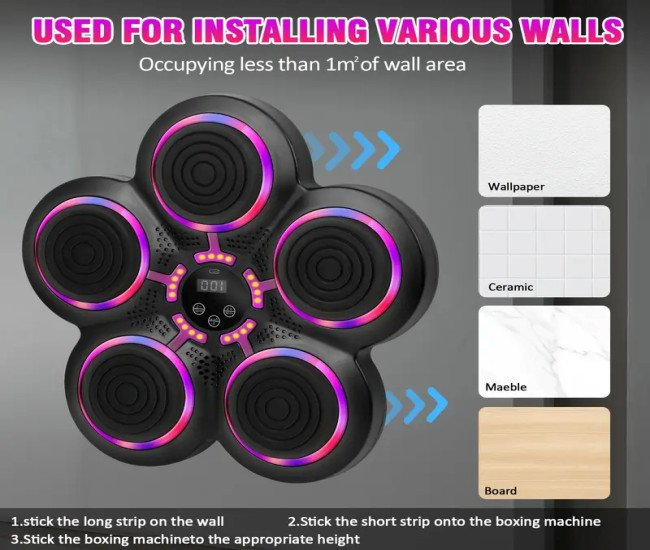 [Wireless Function] Smart Music Boxing Machine With Gloves | ABS Material | USB Charging, Wireless Function | Home And Gym Exercise Game Machine | Perfect For Agility And Fitness