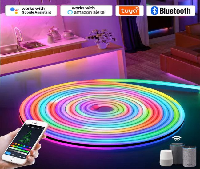 DC12V LED Neon Strip light RGBIC LED Strip Light RGB Dream Color Chasing Flexible Tape Tuya WiFi Bluetooth Remote Control