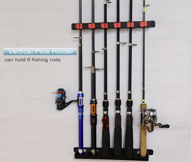 Easy Installation Black ABS Fishing Rod Bracket-Wall Mounted, High Density Foam Grip Storage Rack, Suitable for Garage and Sports Equipment Storage