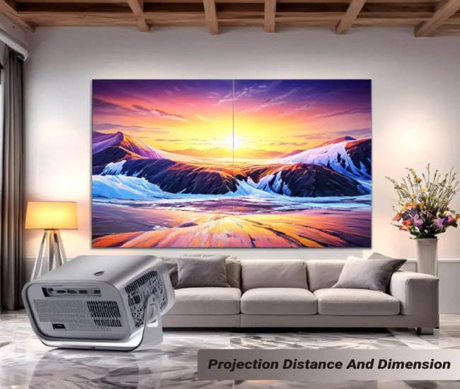 FHD Smart Projector 360° Freestyle Projector 4K Portable Home Theater Movie Smart Projector 1080P Full HD Home Theater 4K Movie Video Android Portable Projectors Sync Compatible With IOS/Android Phone