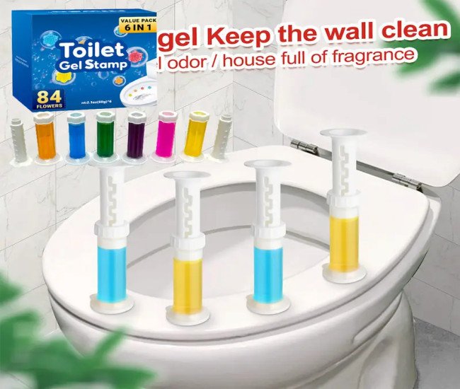Fresh Flower Gel Stamp Toilet Bowl Cleaner - 6pcs/84 Count, Stops Limescale and Stains with Air Freshening Scent, Deodorizing Clean