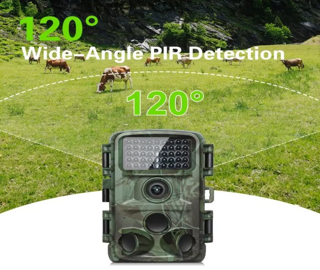 KJK 4K Ultra HD Trail Camera, 64MP with No Glow Night Vision, Motion Sensor, Tree Mount, Smartphone Compatible, Audio & Motion Alerts, Infrared Sensor, Battery Powered, Outdoor Wildlife Monitoring, Gift for Men