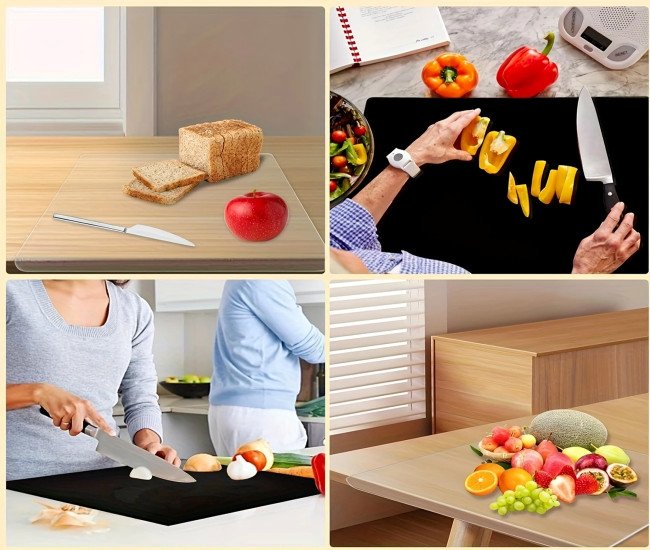 Large Black Cutting Board with Lip Edge – High Toughness, Non-Slip, Ideal for Kitchen Countertops, Includes Protective Film and Easy-Clean Surface, Cutting Boards for Kitchen