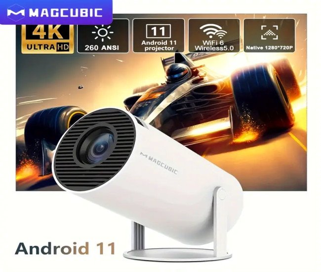 Magcubic HY300Pro Projector Android 11.0 260ANSI WiFi6 AU Plug Allwinner H713 Mali-G312 Dual Wifi HD 1280*720p wireless5.0 4K Auto Correction Home Theater