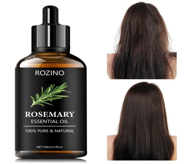 ROZINO Rosemary Essential Oil 100ml - Pure Natural Hair Care, Moisturizing & Smoothing, Unisex-Adult for Normal Hair Style, Prevents Dryness & Split Ends, Enhances Shine