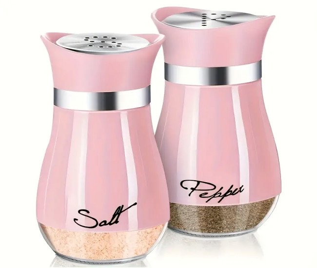 Salt & Pepper Shaker Set - 4 Oz Glass, Stainless Steel Lid, Refillable Design, Ideal for Kitchen, Camping, BBQ (Multiple Colors)