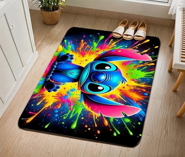 Stitch Bathroom Anti-Slip Mat Bath Rugs, Multi-Size, Suitable for Bathroom, Entryway, Laundry Room, High Quality, Home Use, High-Quality, Birthday Gift, Absorbent, Fashionable Craftsmanship, Modern Design