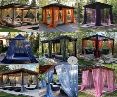  adjustable perspective outdoor curtains, breathable mesh gauze with pole pocket, suitable for patio, cabin, backyard, porch and gazebo decoration, also suitable for indoor mosquito nets, wedding scene decoration, quantity is one piece pack