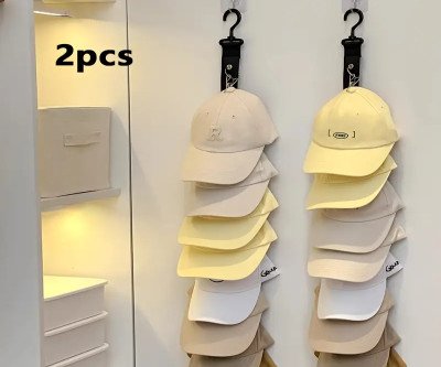 1pc Black 8-Clip Hat Organizer Rack, Adjustable for Baseball Caps, Visors, Golf Caps, and More, Freestanding Closet Door Hanger with 360° Rotating Hook, Portable and Stylish Storage Solution for Bedroom and Closet