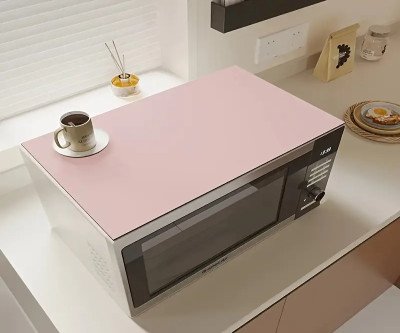 1pc Sleek Black & White Microwave Oven Mat | Non-Slip, High Absorbency & Wear-Resistant Coffee Machine Pad | Ideal for Kitchen Countertops, Dining Tables & Pet Feeding Areas | Perfect for Halloween & Christmas Decor