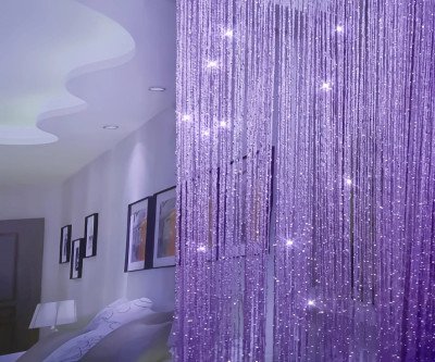 2pcs Bohemian Glitter Beaded Door Curtains - Sparkling Purple Fringe Panels, 39x79 Inch, Adjustable Knit Polyester Dividers for Closet, Laundry Room & Window Decor, Hand Wash Only, Closet Dividers | Artistic Decor | Knitted Texture, Curtains for Bedroom