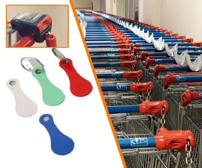 2pcs Stainless Steel Shopping Cart Token Keychains - Durable, Battery-Free, Colorful Trolley Release Keys for Easy Shopping - Ideal Gift for Friends & Family