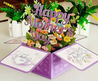 3D Pop-Up Mother'S Day Card with Envelope - Vibrant Floral Design, Heartfelt Message, Laser-Cut Details, Ideal Gift for Moms or Senior Women, Mother'S Day Gift|Elegant Script|Laser Cut Details, Mother'S Day Gifts