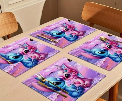 4pcs Stitch Placemats - Vibrant Anime Design with Stitch & Lilo Art, Durable Linen Fabric, Hand Wash Only, Perfect for Home Dining, Camping, Anniversary Gifts & Anime Fan Collectibles, Stitch Room Decor