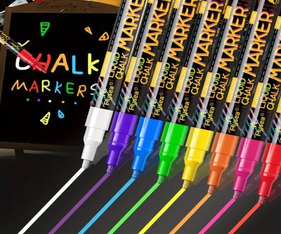 8pcs Washable Chalk Pens Chalk Markers for Blackboards, Signs, Windows, Glass, Whiteboard,Extra Fine Tip 1mm/0.039in