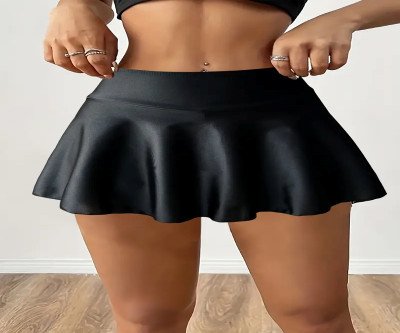 Aimeimes Women'S High-Waisted Skort, Solid Color Polyester Knit Fabric, 82% Polyester 18% Elastane, Comfortable Sports Style, 195/125 g/m², Stretchy Solid Skirt Shorts for Adult